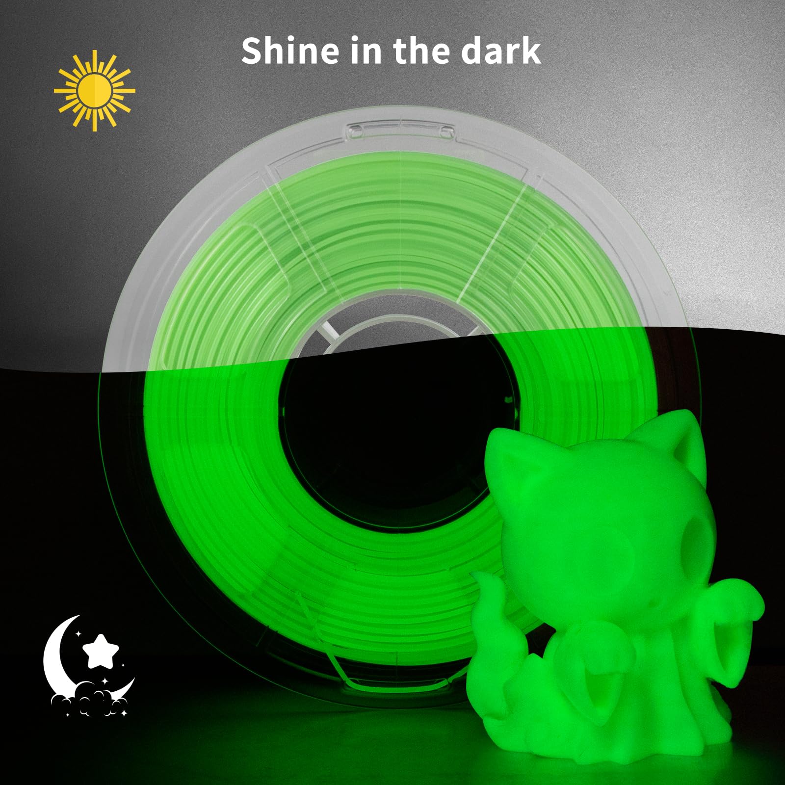 iSANMATE 4KG PETG Glow in the Dark Filamento 1,75 mm, Filamento para impresora 3D Bobina de 1KG*4, Precisión dimensional +/- 0,03 mm