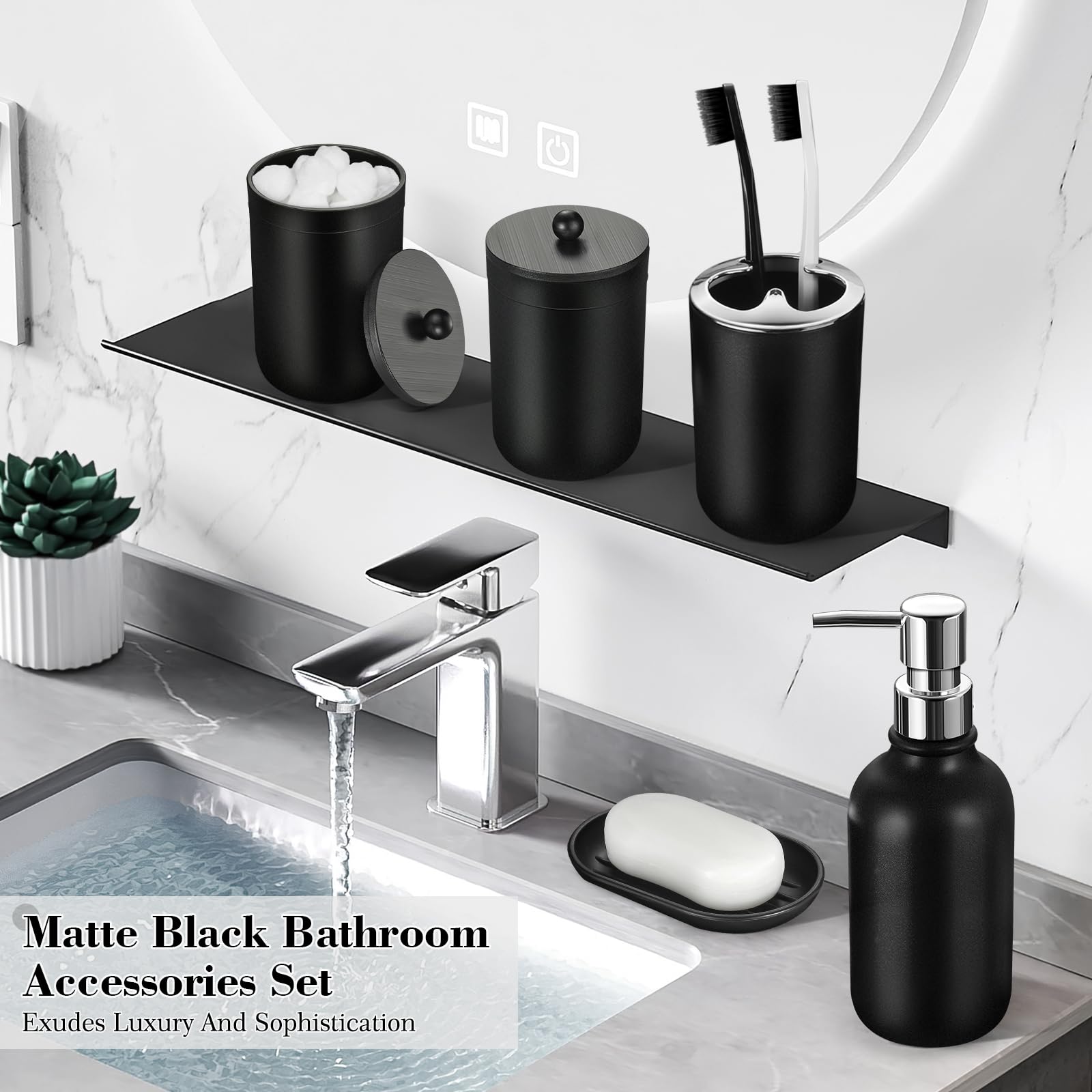 Juego de 20 cortinas de ducha con ganchos, juego de accesorios de baño negros con papelera, juego de accesorios de baño completo con juego de cortina de ducha, juego de accesorios de baño