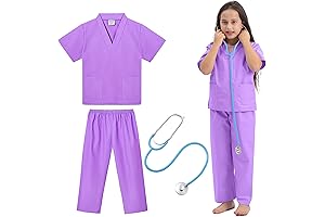 Doctor Scrubs for Kids Doctor Role Play Costume with Toy Stethoscope Age 3-8