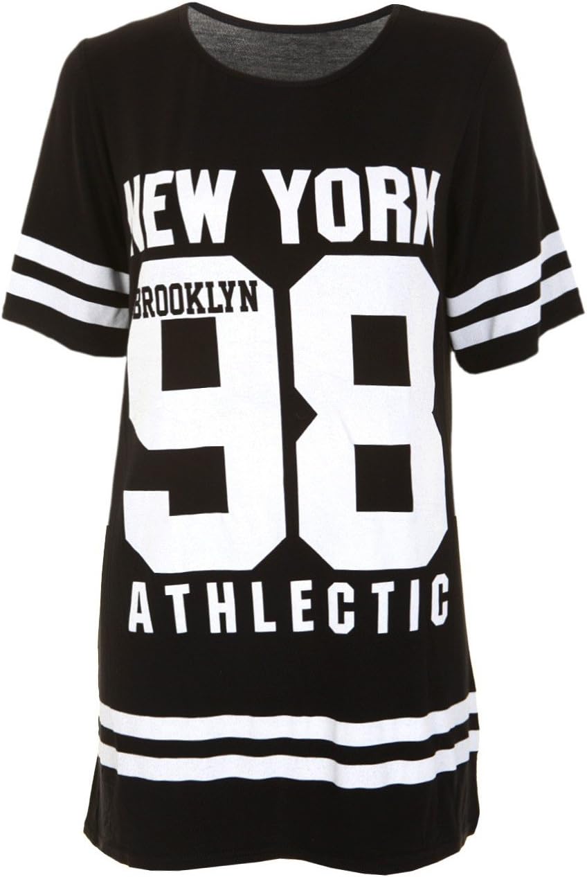 DivadamesWomen's New Baseball Pluss Size 98' T-Shirt Ladies New York 98 Brooklyn Print Shirt