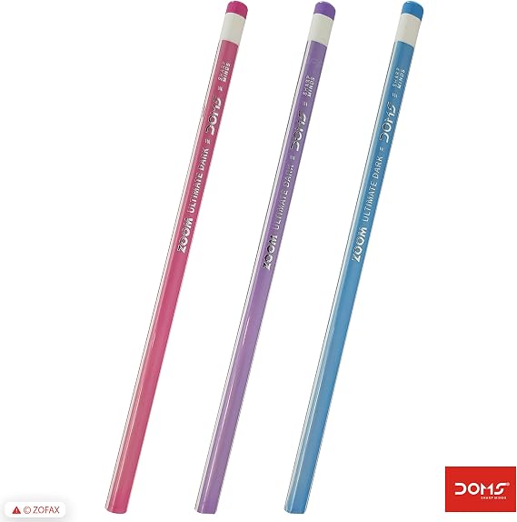 Doms Zoom Ultimate Dark Triangular 10 Pencils Eraser Sharpener Box Pack Write Draw