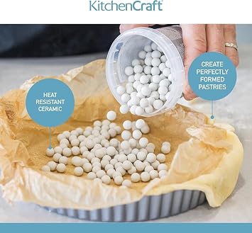 KitchenCraft Ceramic Baking Beans for Blind Baking Pastry, Washable and Reusable, Heatproof Ceramic, 5g