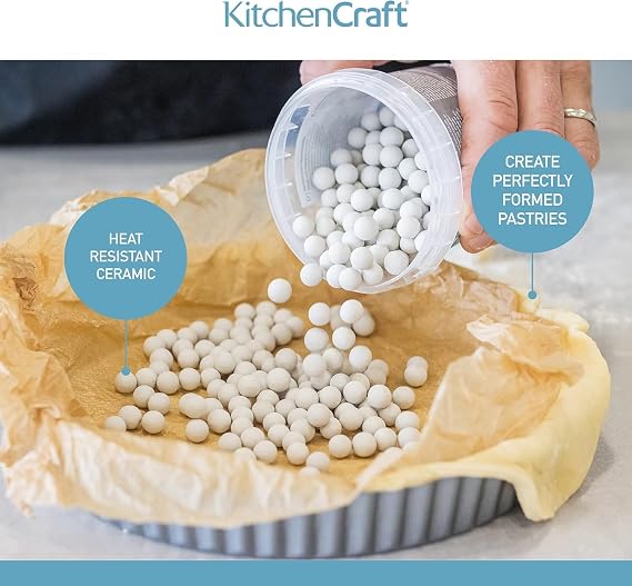 KitchenCraft Ceramic Baking Beans for Blind Baking Pastry, Washable and Reusable, Heatproof Ceramic, 5g
