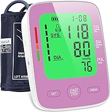 Arm Blood Pressure Monitor, Medical Blood Pressure Monitor with Large LCD Display in 3 Colours, 22-42 cm Armband | Professional Arm Blood Pressure Monitor with 2 x 99 Memory | Heart Rate Monitor (Pink