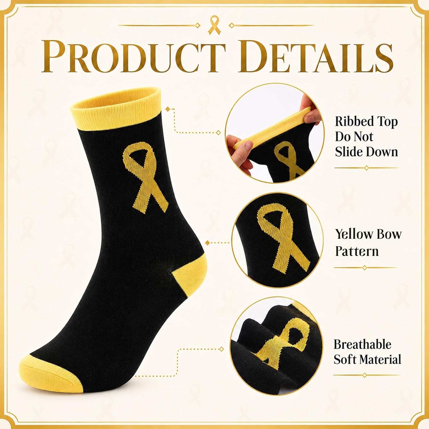 Childhood Cancer Awareness Socks Gifts Bulk Gold Ribbon image 3