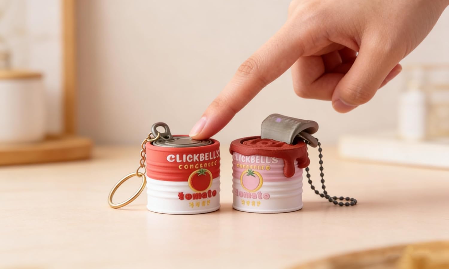 Mini Sound-Button Toy Set — Adorable Sandwich & Soup Cup Designs: 3D-Printed Interactive Desktop Toys — Grilled Cheese Sandwich & Tomato Soup Sound Makers! (Red Tomato Soup Clicker, 5)