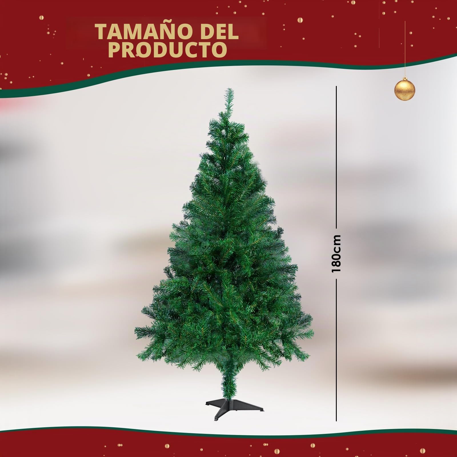 CCLIFE árbol de Navidad Plegable,Decorado Grande Pequeño Árbol de Agujas de Pino,180 cm,Verde,600 Ramas,Cushhom