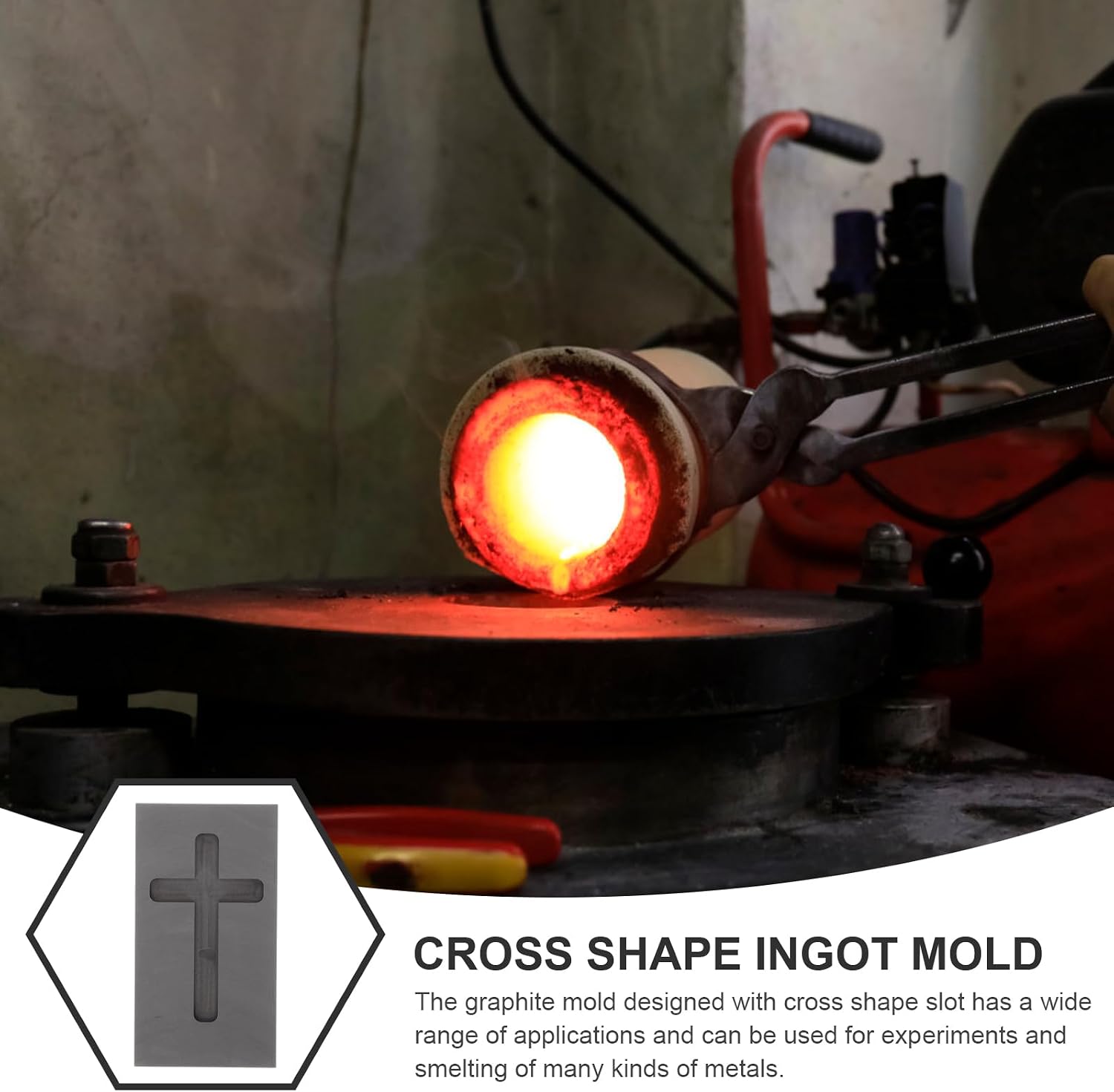 VOSAREA Cross Graphite Casting Ingot Mold Metal Refining Scrap Melting Casting Mould for Gold Silver Metal