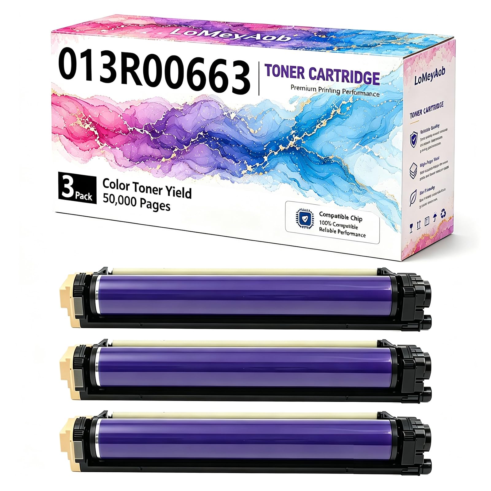Cartuccia di toner 013R00663, sostituzione ad alta resa per la stampante Xerox Color LaserJet C9065 C9070, colori ricchi, imaging accurata, rendimenti elevati, 50000 pagine ,3Pack