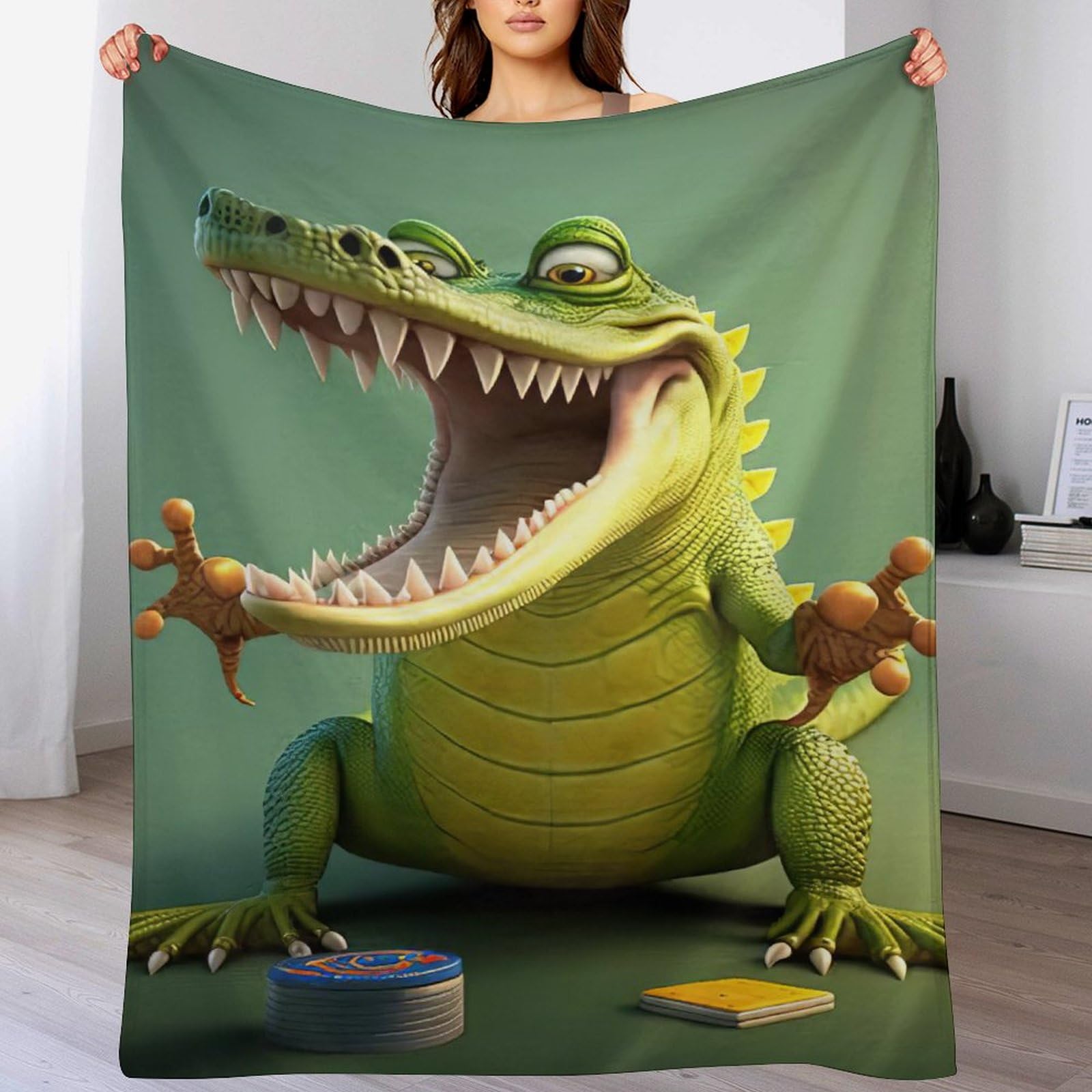 Couverture crocodile polaire flannel douce chaude lit canapé camping 130x150cm