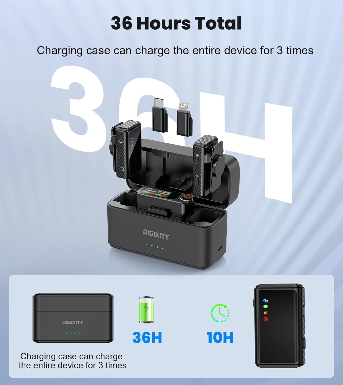 Wireless Lavalier Microphone for iPhone/Android/Camera/PC,AI Noise Canceling Clip-On Mic with Charging Case- Magnetic Dual Mics for Podcast, Vlog, Interview & Video Recording – 492Ft Range