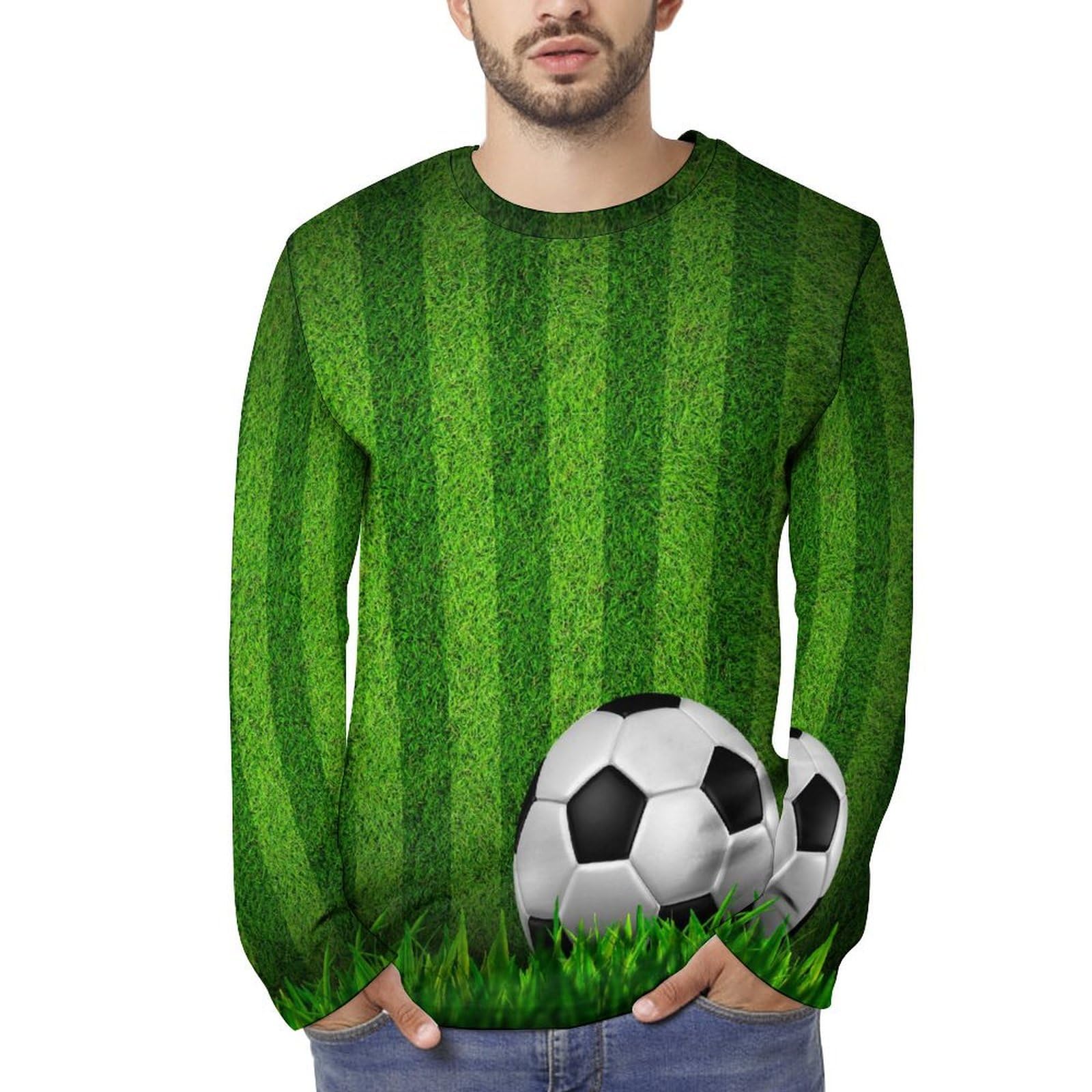 Amazon.co.jp: ロングtシャツ メンズ サッカー場 緑 グリーン 長袖 T