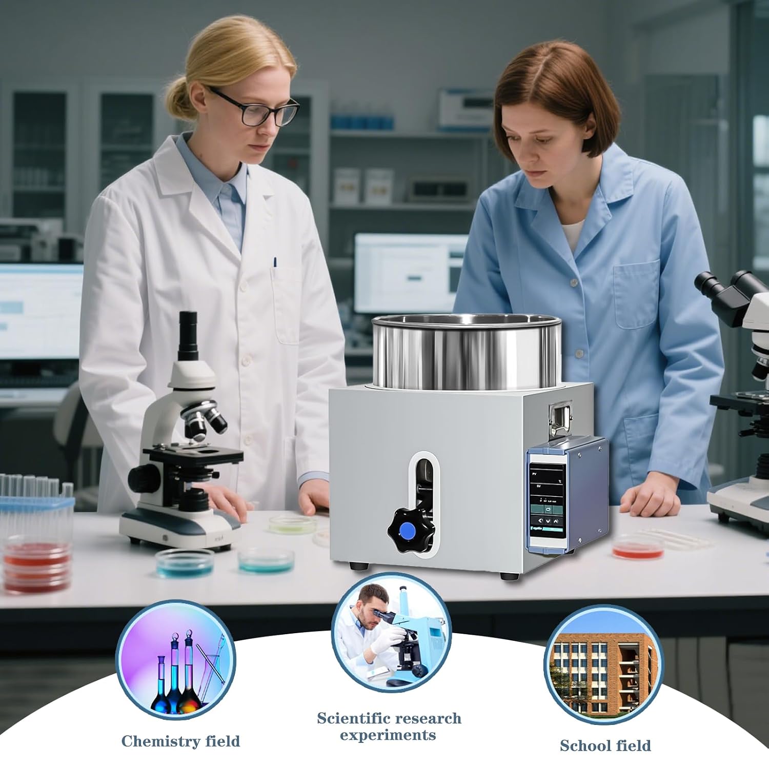 Professional Digital Water Bath for Labs - 2L/3L/5L Capacity, Precise Temperature Control with Lift-Type Heating, Scientific Research Equipment 5L