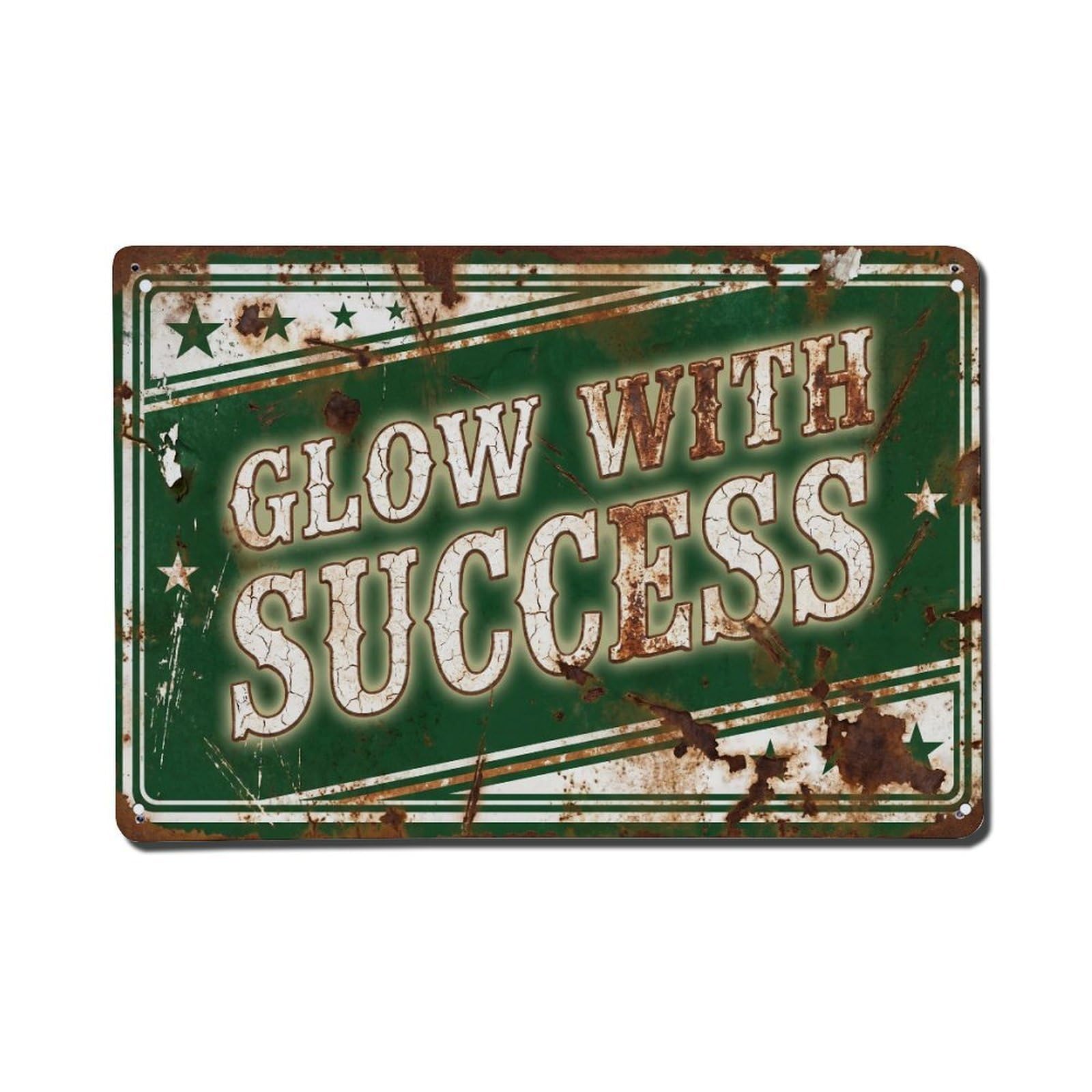 Glow with Success Shine Retro Motivational Slogans Vintage Metal Tin Sign Wall Decor for Cafe, Club, Garden Metal Poster 8x12Inch