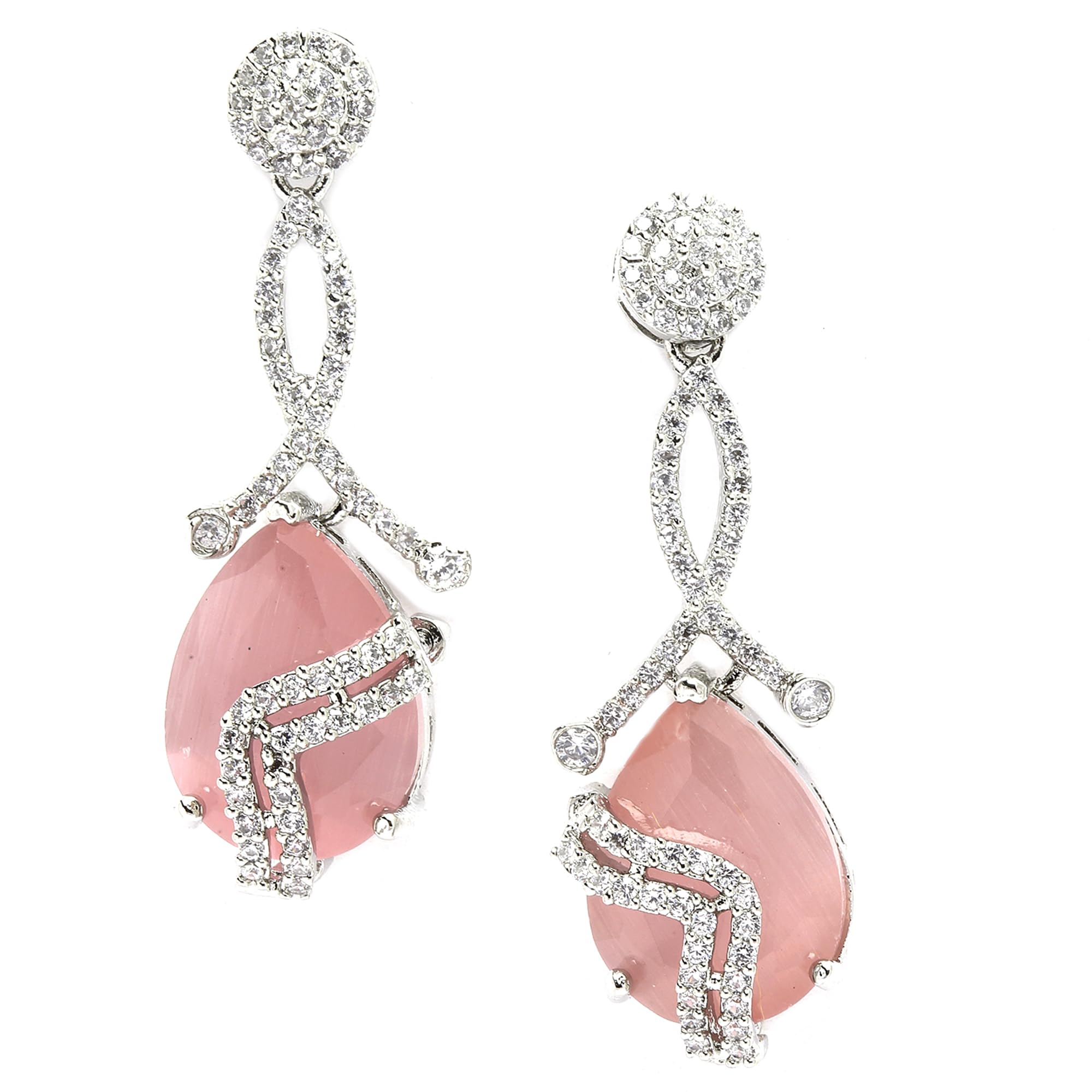 See full amazon price history chart for ZENEME Rhodium-Plated American Diamond Studded Trardrop Shaped Drop Earrings For Girls and Women (Pink) ZENEME Rhodium-Plated American Diamond Studded Trardrop Shaped Drop Earrings For Girls and Women (Pink) (B0CGDYP8KH) Amazon Price History, Amazon Price Tracker