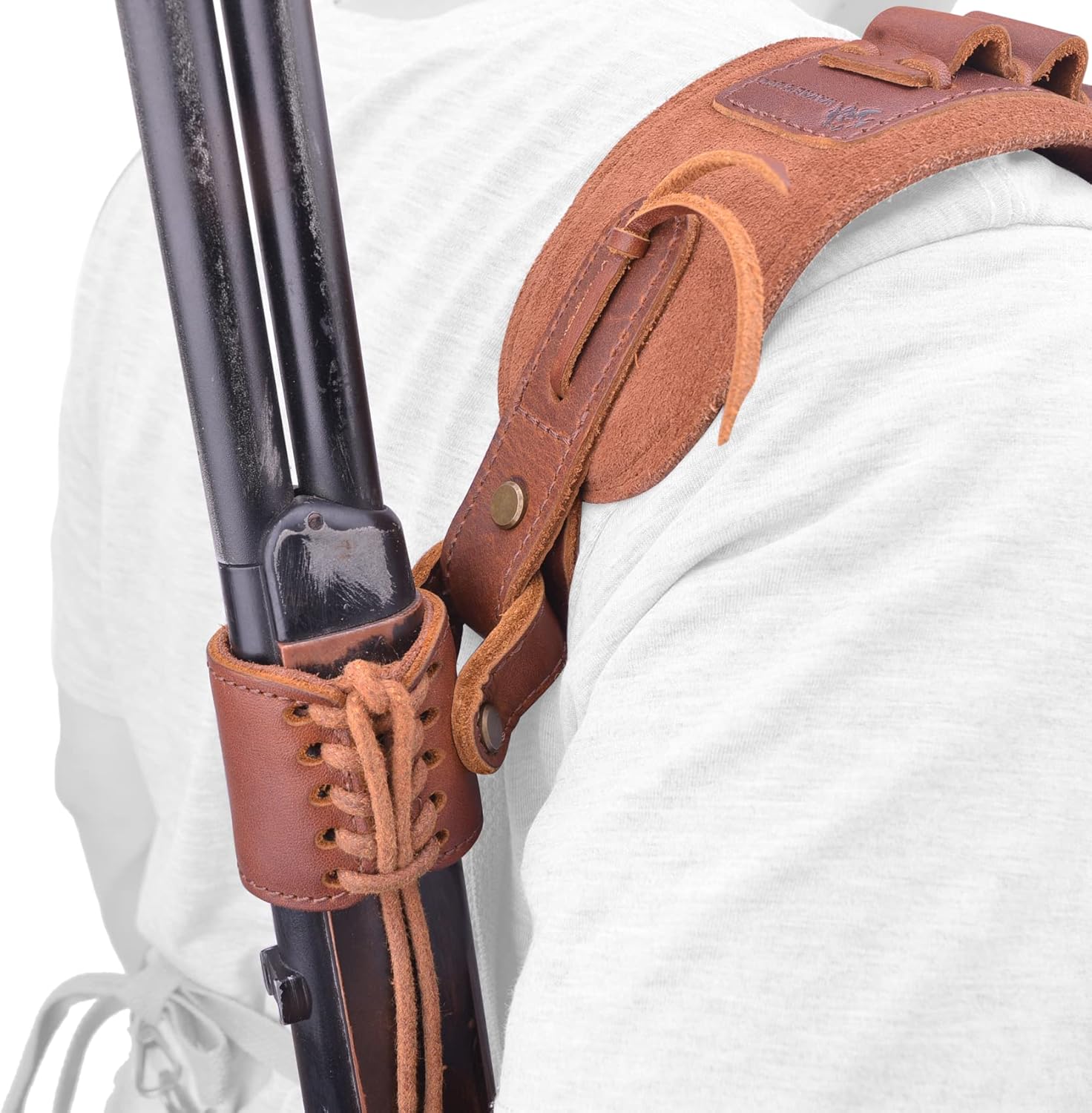 Leather Gun Buttstock Cheek Rest Pad with Barrel Mount and Sling, Leather Lever Action Wrap