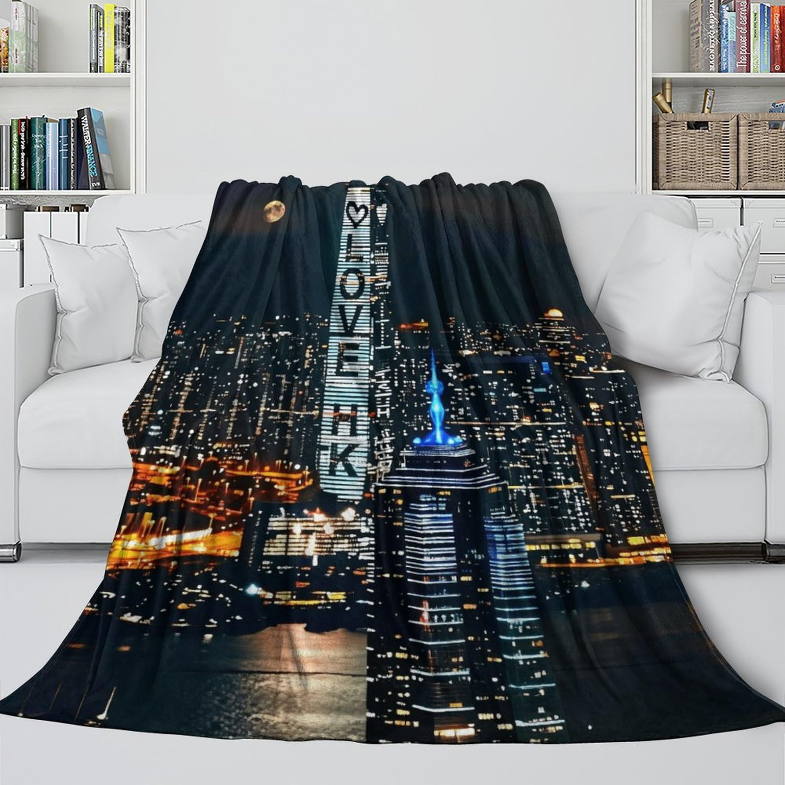 Manta De Franela Paisaje Urbano, Manta para Sofá con Diseño De Hito Urbano Moderno, Suave Y Esponjosa Manta Decorativa para Cama, Sofá, Sala De Estar, 70x80inch(180x200cm)