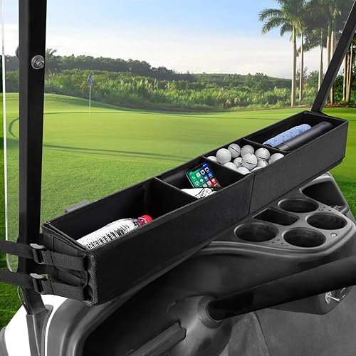 MOSNAI Cesta de golf delantera para carrito de golf sin necesidad de taladrar, organizador de bandeja para EZGO TXT, Club Car DS & Precedent Yamaha