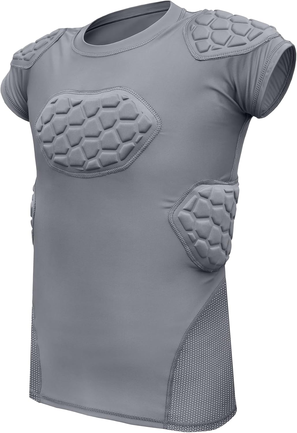 Exxact Sports Elite 6-Pad Adult Padded Football Shirt with Chest, Shoulder, Ribs & Spine Protection, Mens Football Padded Compression Shirt