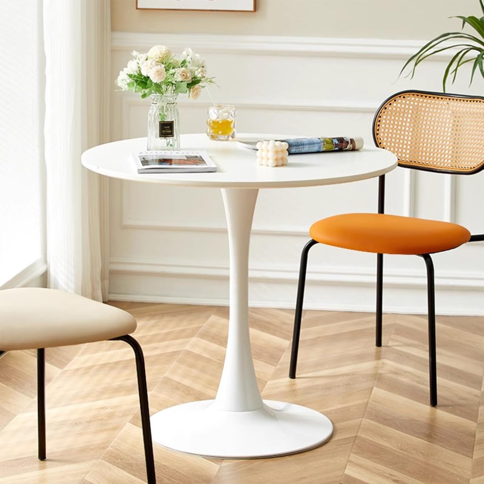 ASerZenith Bistro Table, Round Bistro Bar Table, Cocktail Pub Tables Coffee Tea Table, Modern Dining Tables For Kitchen, Living Room, Outdoor,2Pack-60X60X73Cm