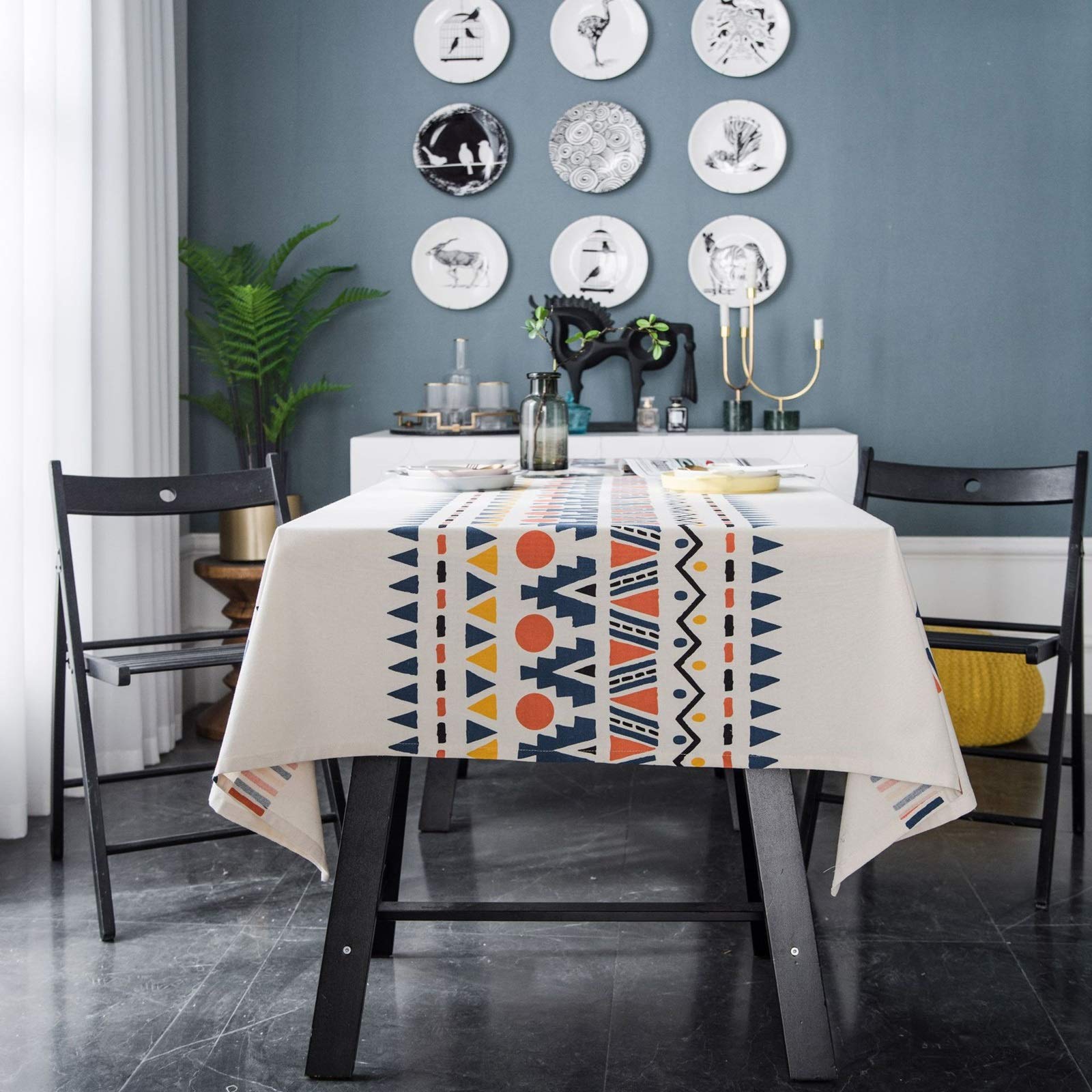 Nappe de pique-nique moderne beige style ethnique lavable lin coton