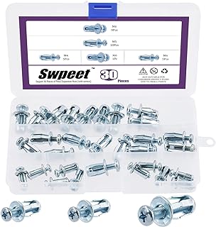 Swpeet 30Pcs M4 M5 M6 Jack Nuts Petal Nuts Expansion Nut Thins Fixings Dowels with Screws Assembly for Hollow Wall Iron Skin Line Use in Thin Soft Wall (Assortment Kit)