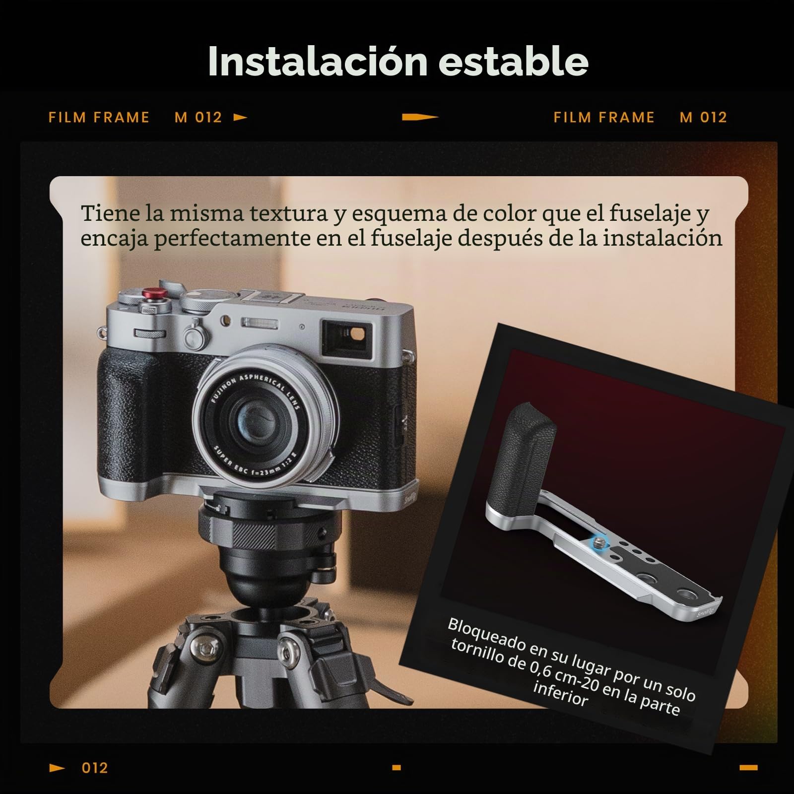 SMALLRIG X100VI Empuñadura en Forma de L para Cámaras FUJIFILM X100VI y X100V, Placa de Liberación Rápida Incorporada para Arca, Mango Lateral de Silicona Liviano, con Botón Obturador - 4555
