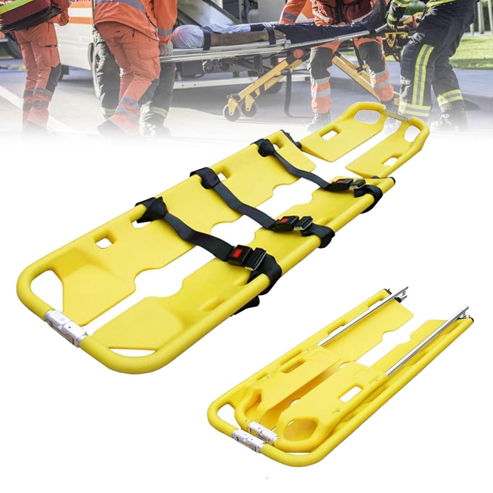 Barella per Schiena antincendio per Esterni - Barella per Salvataggio con Cintura di Sicurezza Pieghevole Portatile con 3 Cinghie di Sicurezza - capacità di carico di 352 libbre - Ideale per aiuti di