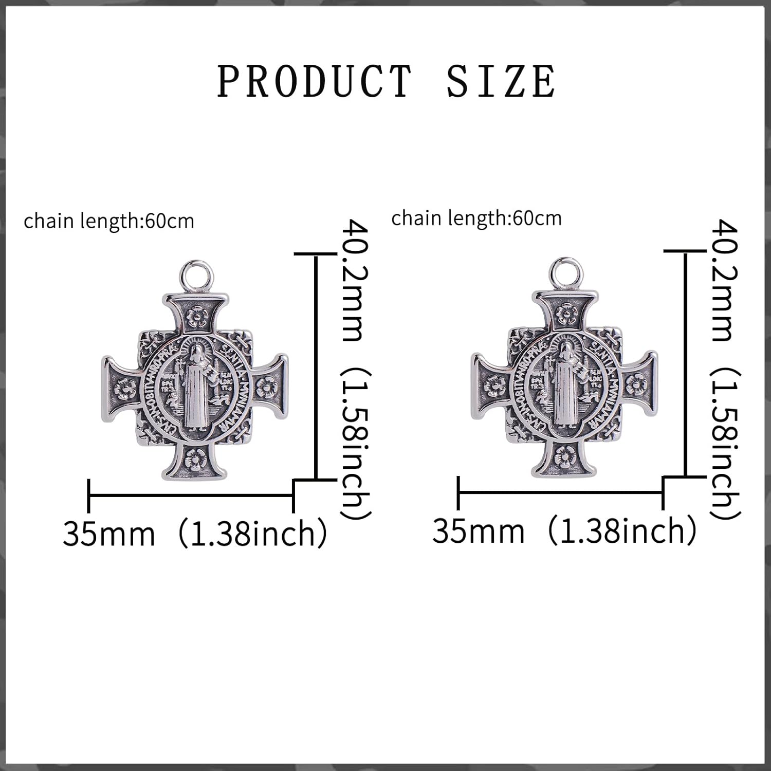 6Pcs Catholic Medalla de San Benito Charm Alloy Saint Benedict Cross Pendant Diy Necklace Keychain Door Hanger for Men Women Religious Gifts - Image 2