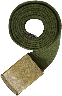 Marshal Wallet Flip-Top Buckle Fabric Belts with Brass Gold Buckle