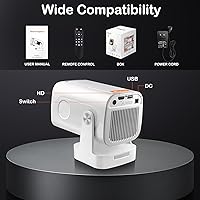 Vista 9 de Mini proyector HY260 Pro actualizado con WiFi y Bluetooth 5.4, enfoque automático/Keystone, soporte nativo 1080P para 4K, control remoto Air Mouse