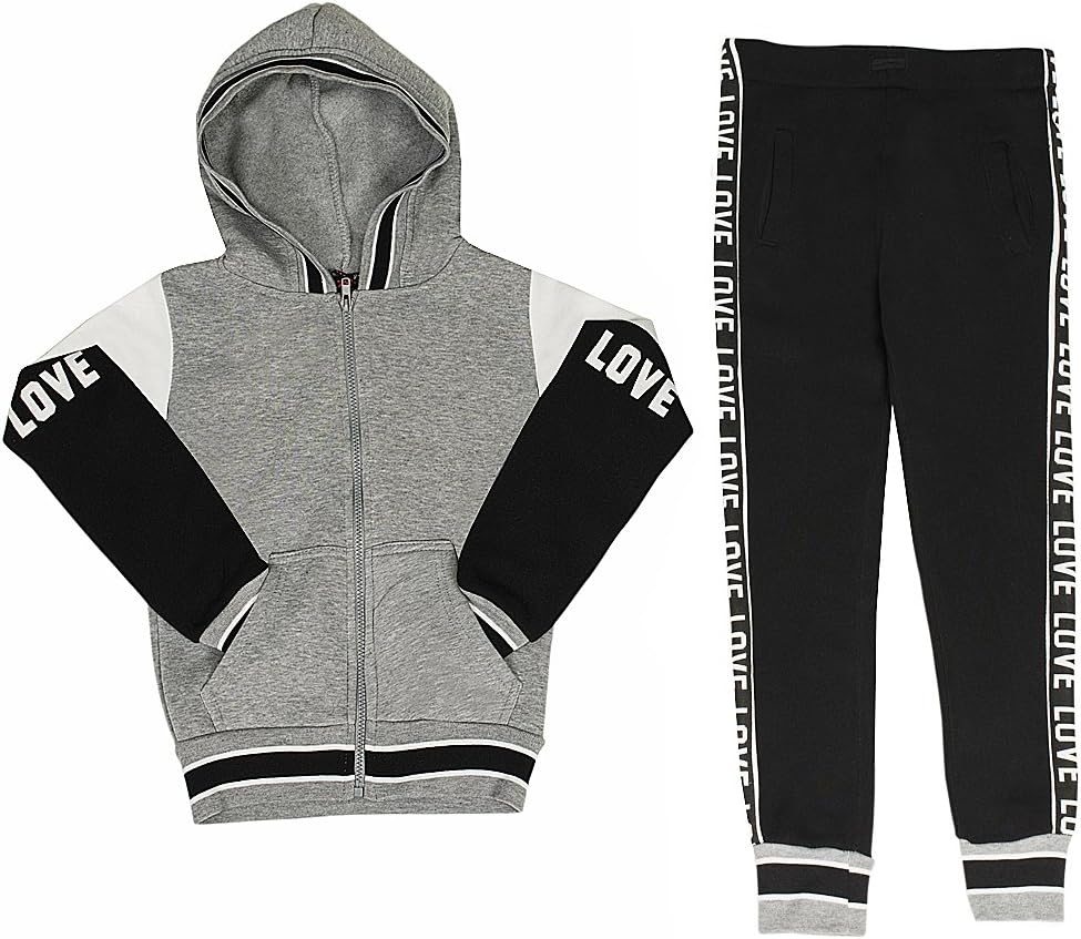 Hoodie Jogger LOVE STRIPES Fashion Set KJK08 size 7 to 16