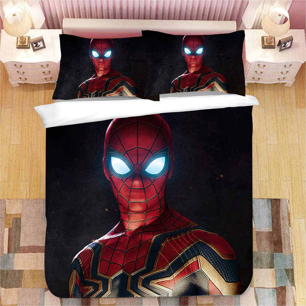 Paixide Marvel Spider-Man Far from Home Bedding Cover Sets-3D Printed Super Hero with 3 Pieces Bedding Set, 1 Duvet Cover 2 Pillowcases, NO Comforter, Twin Size