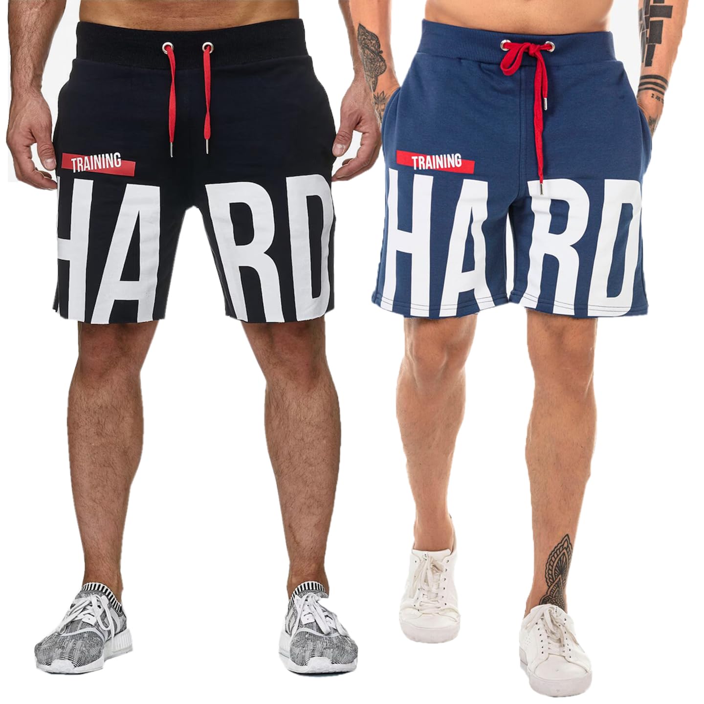 SOUTH CITY Southcity Black, White & Blue Men's Cotton Regular Gym Shorts -Hard Printed- Pack of 2-picture-12