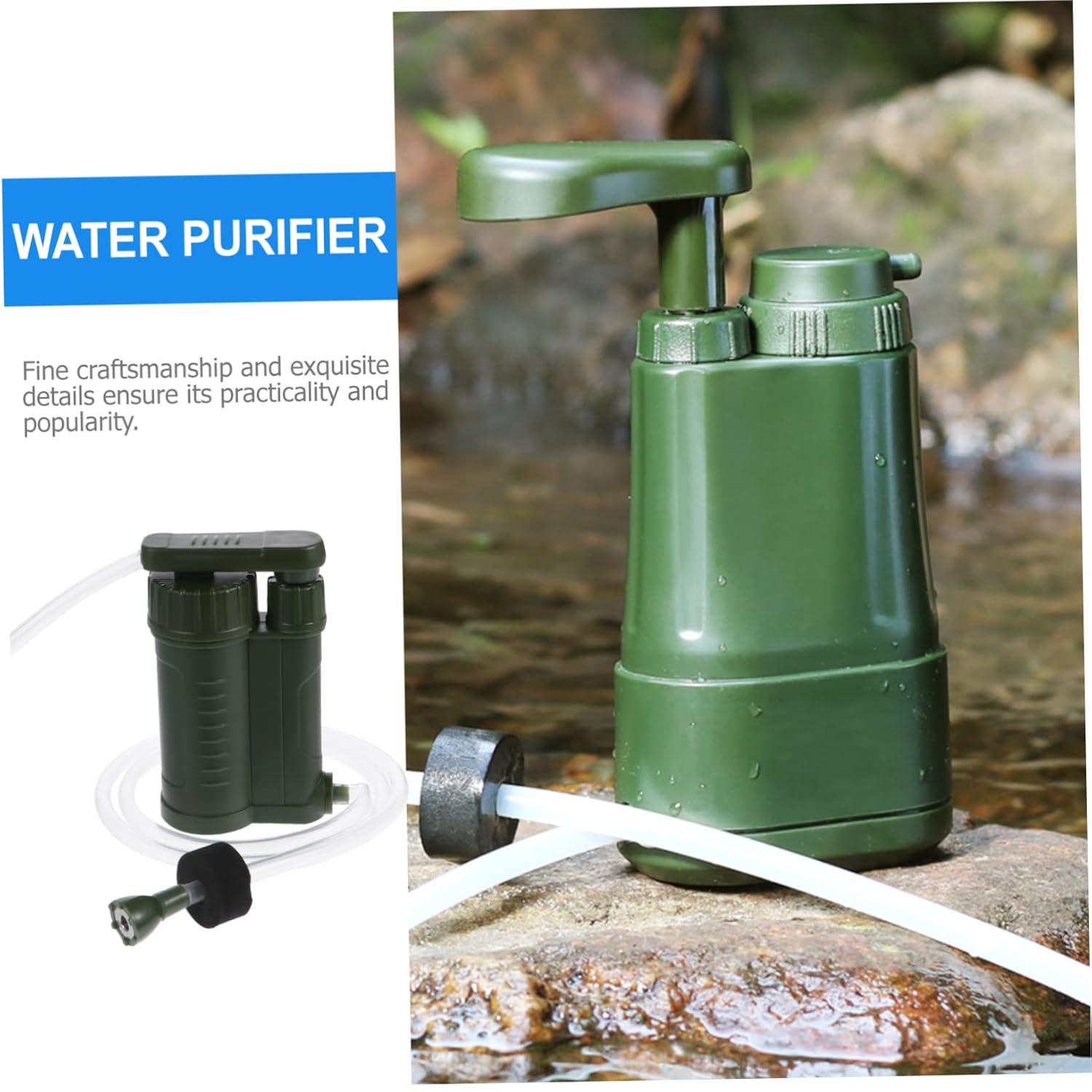 Mikikit 1Pc Portable Water Filter Emergency Survival Water Filtration Device for Camping Hiking and Outdoor Activities Lightweight and Durable Design for Clean