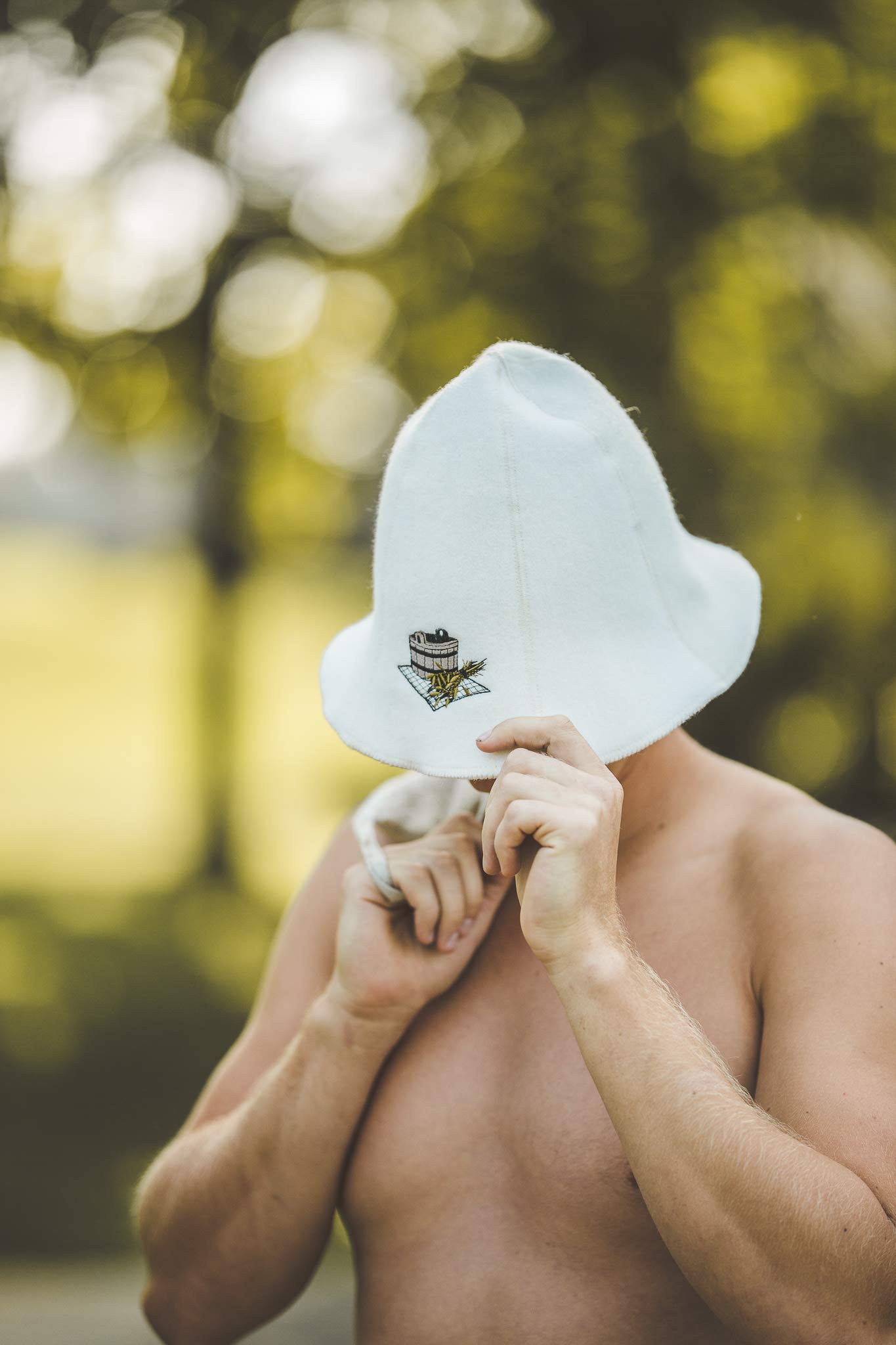 Gorro para Sauna (100% Lana Bicolor, con Bordado)