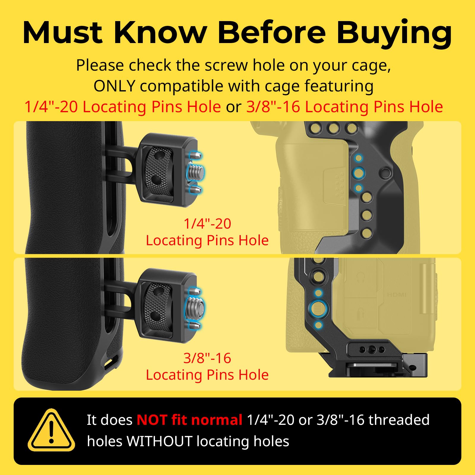 SMALLRIG Side Handle with Two-in-One Locating Screw (Sia 1/4'' che 3/8''), Punto di Montaggio Estensibile, Impugnatura Ergonomica per Sony Alpha 7 V - 4346