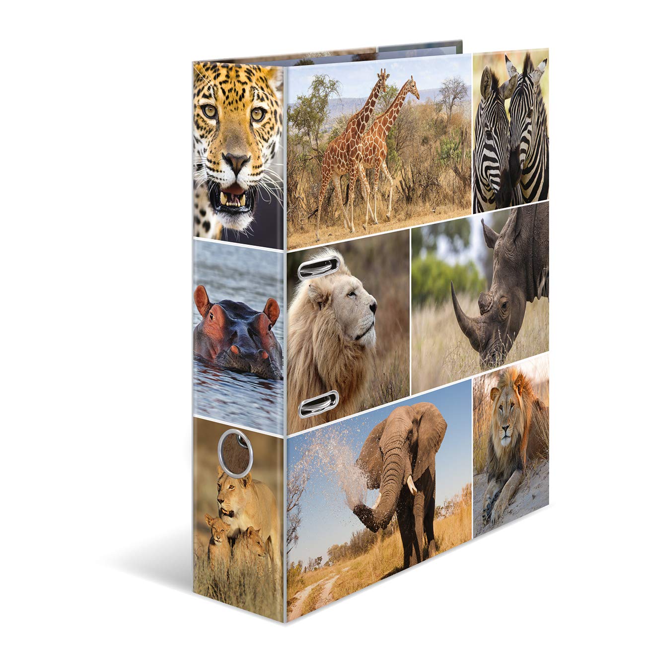 HERMA Lever Arch File Animals with Africa Animals Motif, A4, 70 mm Spine, with Inner Print, 1 Folder