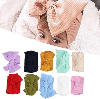 Faixas de cabeça para bebês com arcos, 10 peças, faixas de cabelo de nylon, faixa de cabelo elástica para bebês com laços acessórios de faixa de cabelo macia acessórios de cabelo para bebês e crianças