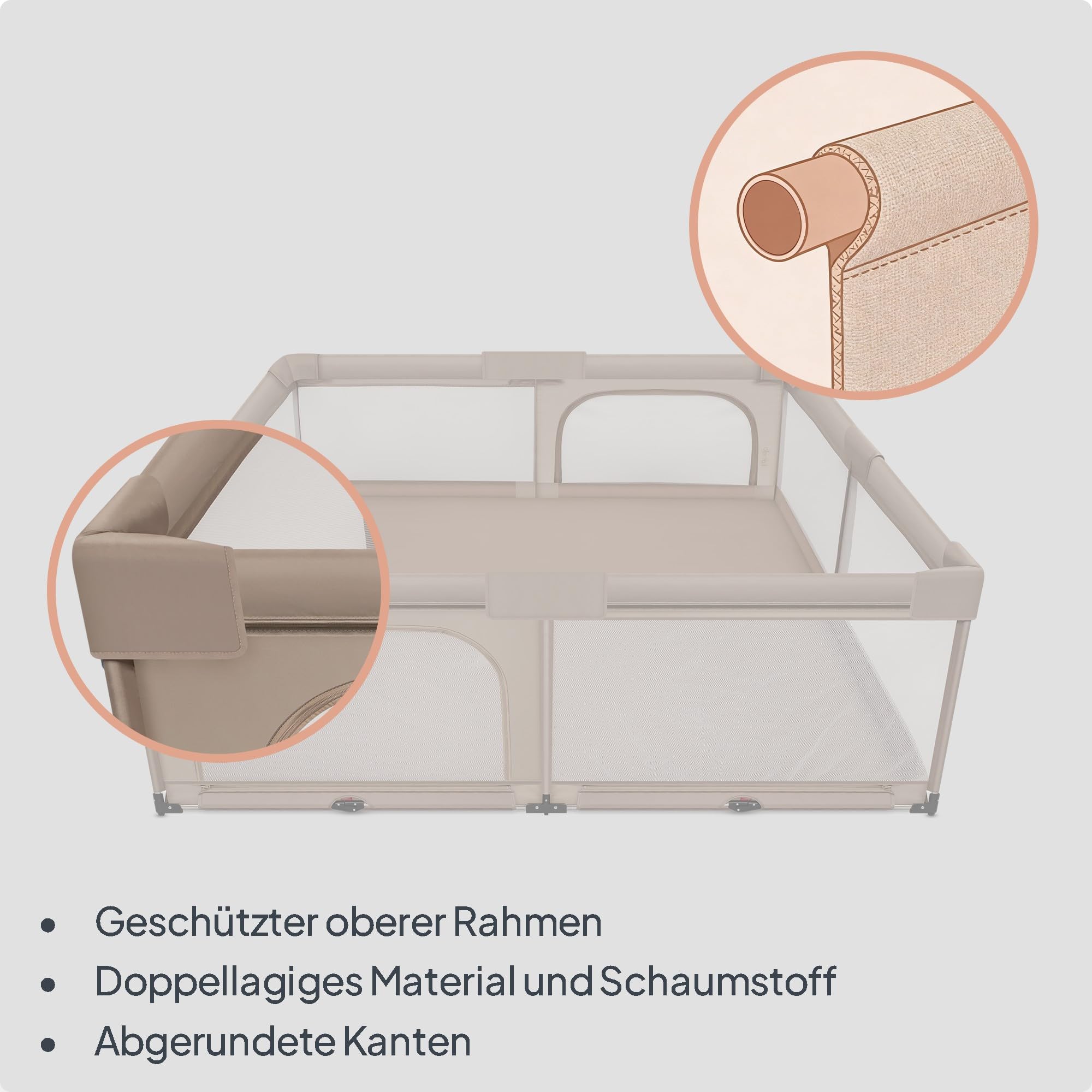 Lionelo Florence XL Easy Fold Laufstall Baby 180 x 200 cm, Faltbares Laufgitter Baby, Ohne Montage Nutzbar, 2 Seiteneingänge mit Reißverschluss, Atmungsaktives Netz, Weiche Kanten, Transporttasche