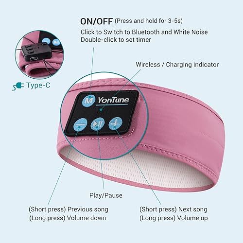 Miniatura 6 de Auriculares para dormir con Bluetooth, inalámbricos suaves con ruido blanco y altavoces ultrafinos, perfectos para dormir de lado, correr, entrenar,