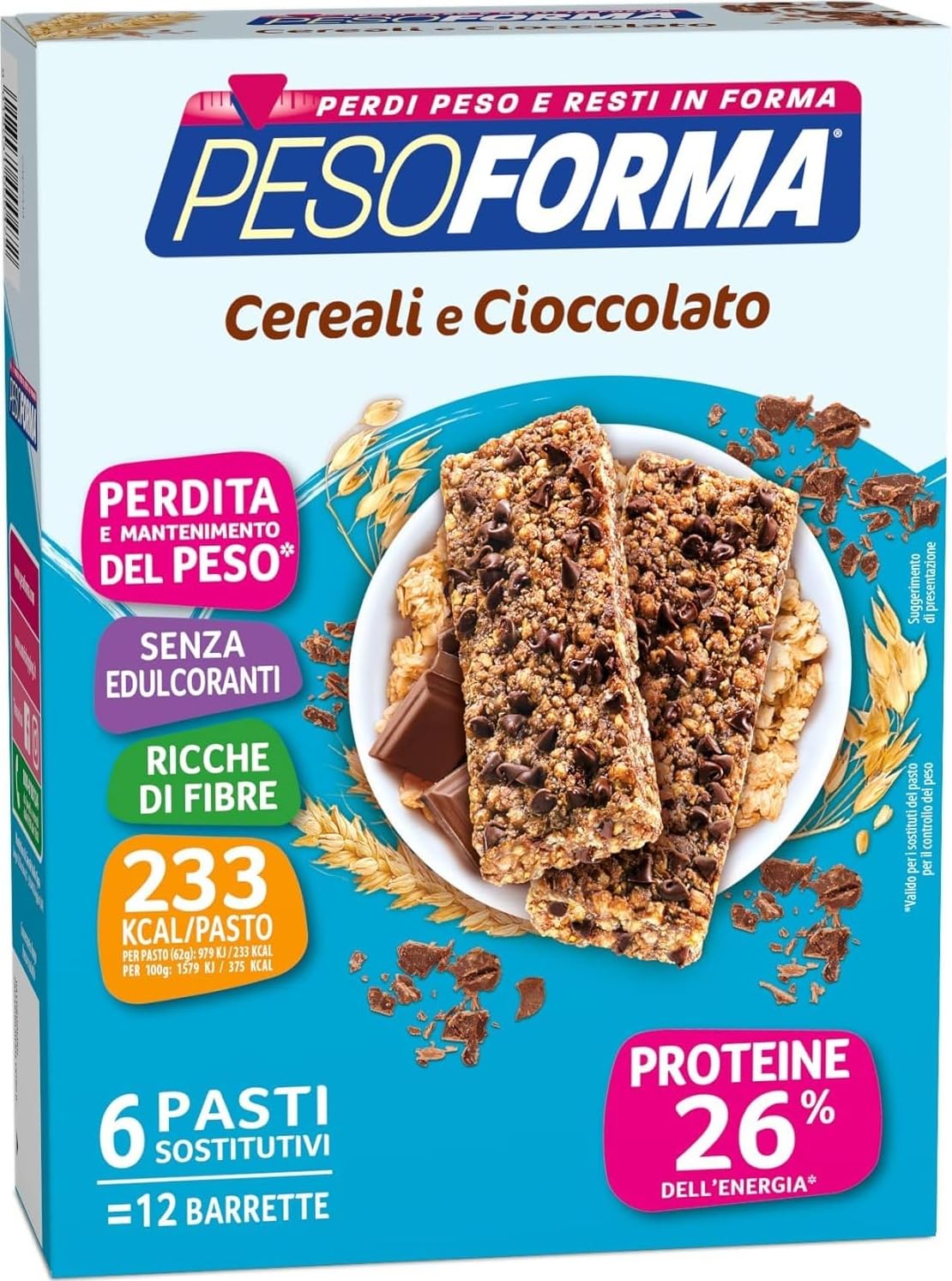Pesoforma Barrette Cereali Croccanti E Cioccolato, 6 Pasti