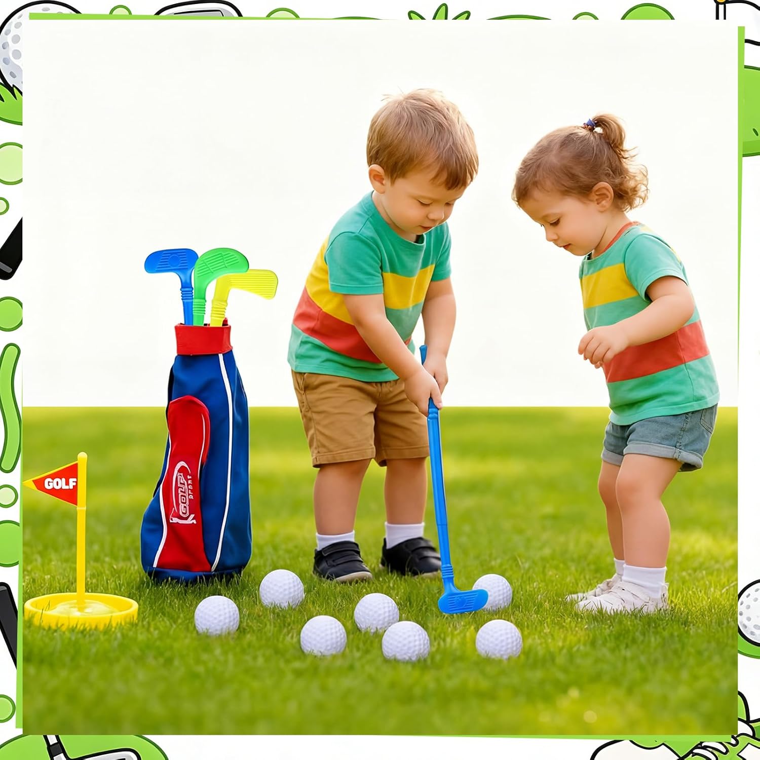 24 Pcs Plastic Mini Golf Clubs for Toddlers, Kids Golf Clubs Toy Set, Toy Balls for Kids Toddlers Outdoor Indoor Lawn Sports for Boys Girls