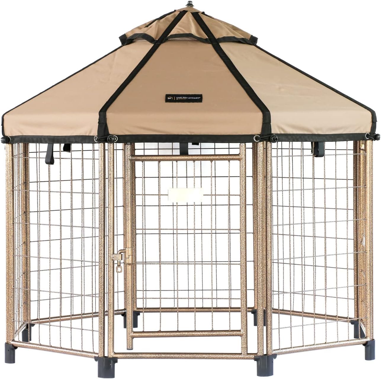Advantek Win World Pet Gazebo Indoor and Outdoor Metal Kennel for Medium to Large Animals, 4ft Earth Taupe