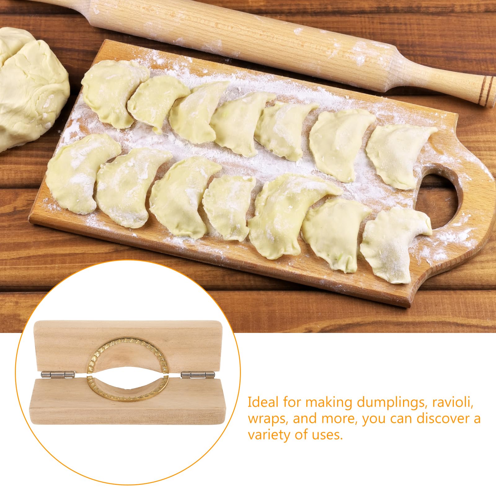 TOPBATHY Compact Wooden Dumpling Maker, Reusable Dumpling Press for Home Hotels, Restaurants - Image 2