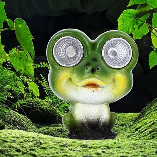 Miniatura 2 de Luz solar de estatua de jardín de rana, adorno de césped de resina resistente a la intemperie para decoración al aire libre, ideal para jardines,