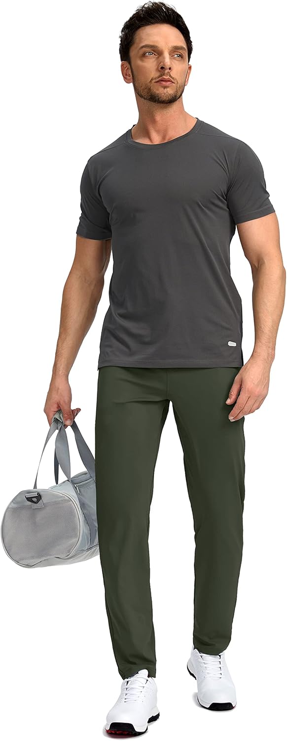 Pudolla Men's Golf Pants Stretch Sweatpants with Zipper Pockets Slim Fit Work Casual Joggers Pants for Men - Image 6