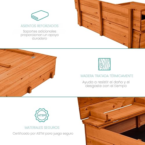 Vista 4 de Best Choice Products Arenero de cedro con dos asientos. Marrón