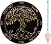 AHANDMAKER Pendulum Board Set Wooden Divination Board for Metaphysical Messages with Crystal Pendulum for Witchcraft Wiccan Altar Accessory Set Tree of Life
