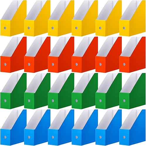 24 soportes para revistas, soporte para archivos, carpetas de papel, organizador de revistas, caja de almacenamiento de revistas, contenedores de